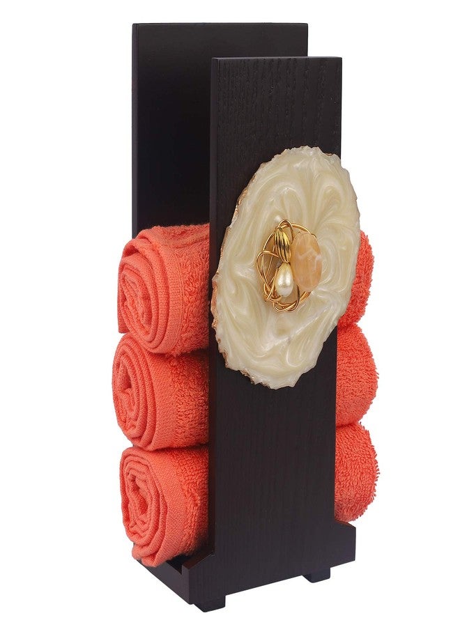 COCKTAIL Handcrafted Wooden Hand Towel Holder| Towel Stand for Bathroom| Napkin Holder for Washbasin| Towel Stand| Guests Towel Organizer Rack| Bathroom Accessories |Towel Rack Brown(S Agate) - Image 3